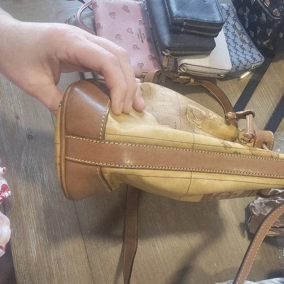 Vintage Map Print Leather Bucket Bag - Picture 8 of 14